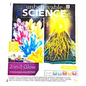 🌋 Science 2 IN 1 Glow Volcano And Crystals. nwot
